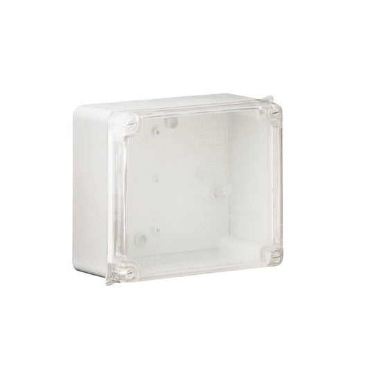 Wiska 6817LHG CLWIB3/DR Clear Lid Smooth Sided Grey Enclosure c/w Din Rail 165 x 145 x 85mm