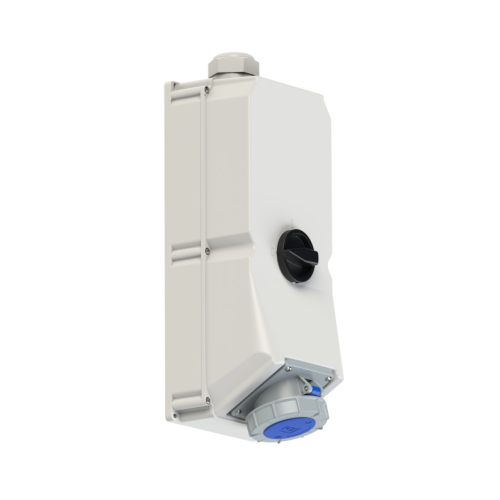 Famatel 125A 2P+E 6h 240V Vertical Switched Sockets IP67 Blue