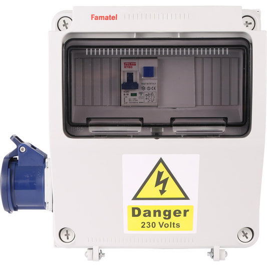 Famatel 17th Edition Caravan Hook Up 1 x 32A 2P+E Socket 1 x 32A RCBO DP 30mA