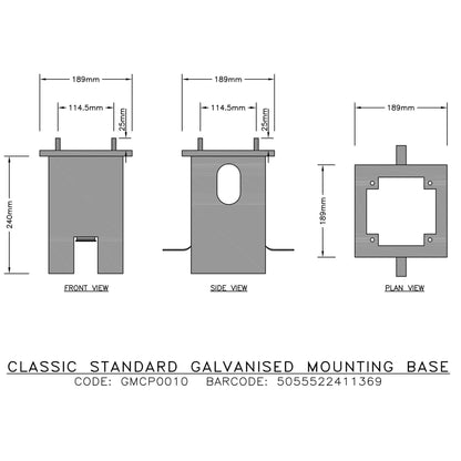Rolec Basic Charge/Classic Galvanised Steel Ground Mounting Base