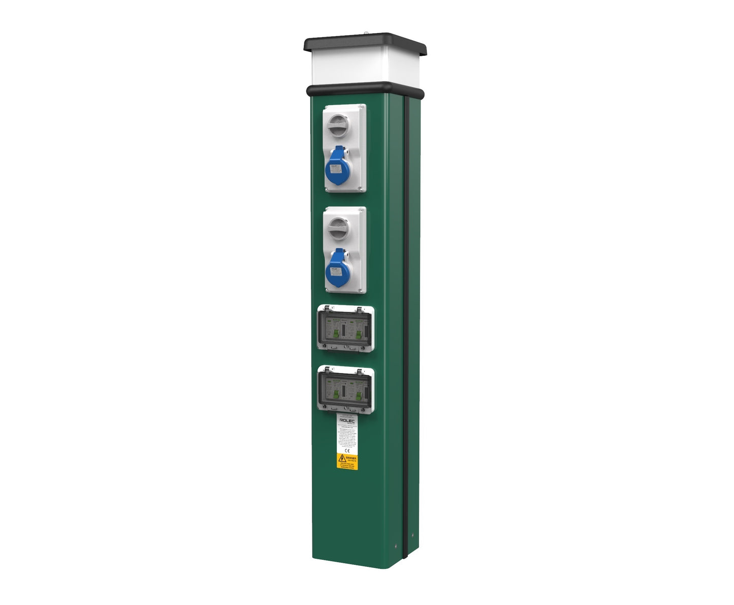 Rolec 18th Edition Classic Touring Bollard 1000mm 4 Way 16A Interlock Socket + Water Tap + KWH Meter