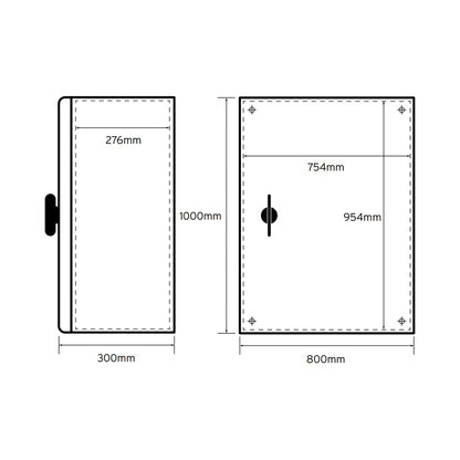 Niglon 1000 x 800 x 300mm IP66 Mild Steel Enclosure