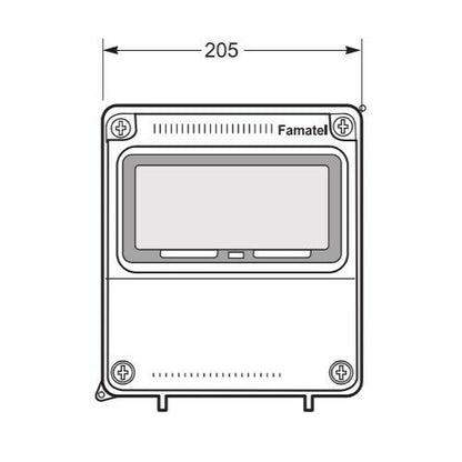 Famatel Compact 18th Edition Caravan Hook Up 1 x 16A 2P+E Switched Interlocked Outlet c/w 1 x 10A DP 30mA RCBO 1 x MID Approved Meter