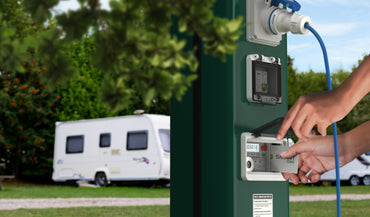 Rolec 18th Edition Classic Touring Bollard 1000mm 2 Way 16A Interlock Socket + Smart Meter