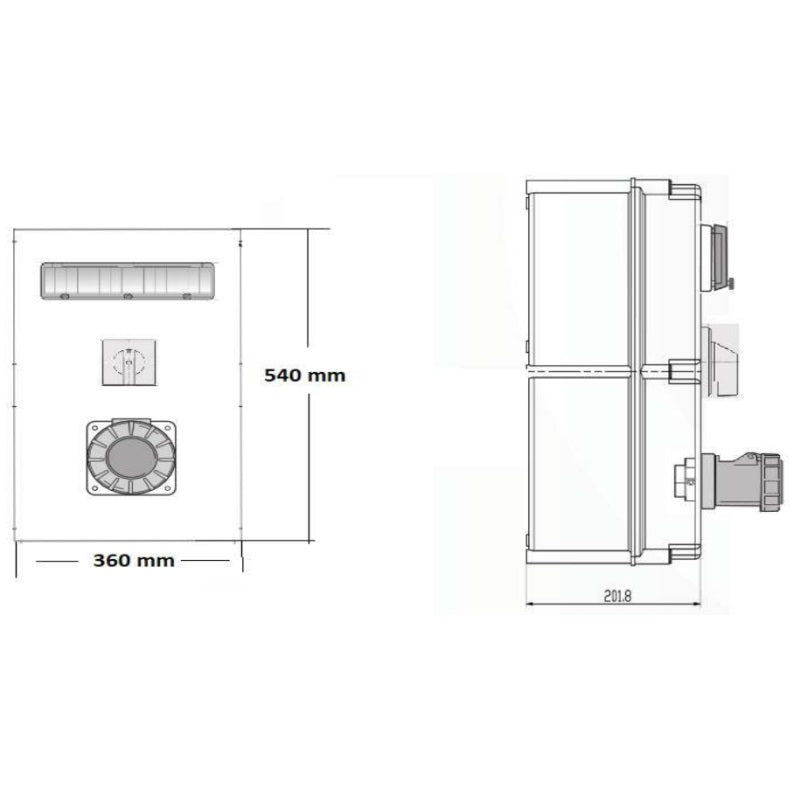 Famatel 125A 3P+E 6h 415V RCD Vertical Switched Sockets c/w 125A 30mA 4P RCD IP67 Red