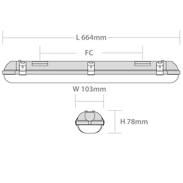 Red Arrow 20W 2Ft Weather Guard Site IP65 Non-Corrosive Fitting - WGS220Y